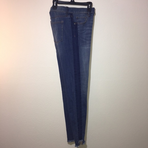 Loft Made and Love Jeans Two Tone patch work Blue Raw Hem. Size 26/2 - Picture 14 of 16